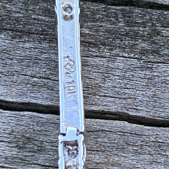 Genuine Diamond 10k white gold linear pendant with center hinge stamped - Picture 8 of 9